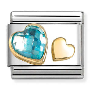 Jewellery Cubic Zirconia: Nomination Composable Heart w Light Blue Heart Charm