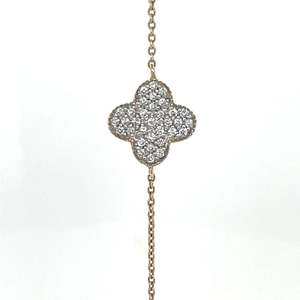 9k Yellow Gold Pave Diamond Clover Bracelet