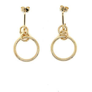 On Sale: 9k Yellow Gold Circle Stud Drop Earrings