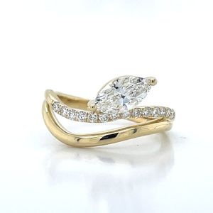 Diamond Jewellery: 9k Yellow Gold 1.01ct Marquise & Round LG Diamond Ring