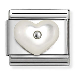 Gifts Under 100: Nomination Synth.WHITE MOTHER OF PEARL Heart Charm