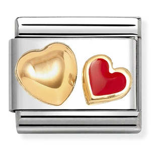 Nomination Red & Gold Hearts Charm