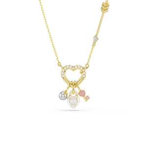 Swarovski Idyllia Pendant, Heart, Key, Pink,
