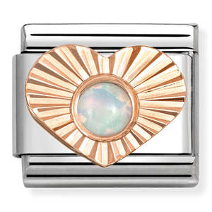 Nomination Etched Heart & White Opal Charm