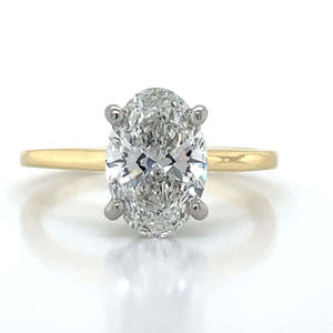 Rings: 'Jeunesse' 18k Gold/Platinum 2.04ct Lab Grown Oval Solitaire Diamond Ring