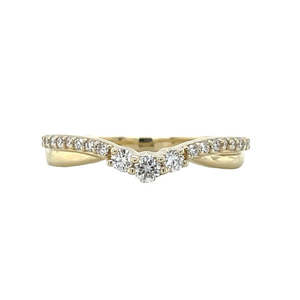 Diamond Jewellery: 9k Yellow Gold Lab Grown Diamonds Chevron Ring