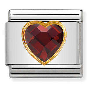 Mens Jewellery: Nomination Heart Faceted CZ Red Charm