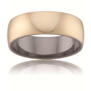 Rings: Tantaluxe 9k Yellow Gold And Tantalum Inner Sleeve Half Round Ring