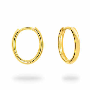 Earrings: 9k Yellow Gold Oval Hoop Huggie Earrings