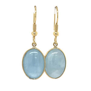 18k Yellow Gold Milky Aquamarine Drop Earrings