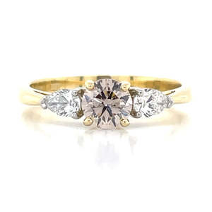 Rings: 'Aurelia' 18k Yellow Gold & Platinum Champagne & Pear Diamond Ring