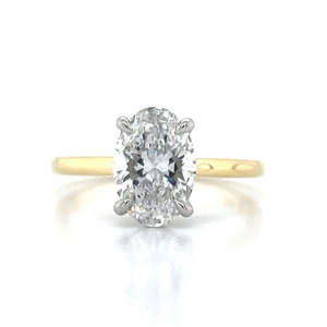 'Jeunesse' 18k Gold/Platinum 2.02ct Lab Grown Oval Solitaire Diamond Ring