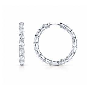 9k White Gold 3.12ct Oval Lab Grown Diamond Hoop Earrings