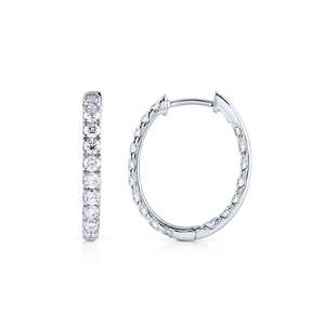 9k White Gold 1.97ct  Lab Grown Diamonds Oval Hoop Earrings