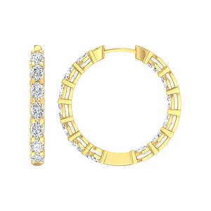 9k Yellow Gold 3.12ctLab Grown Oval Diamond Hoop Earrings