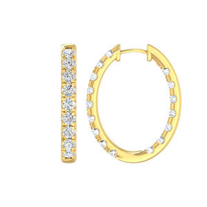 Earrings: 9k Yellow Gold 2.75ct Lab Grown Diamonds Hoop Earrings
