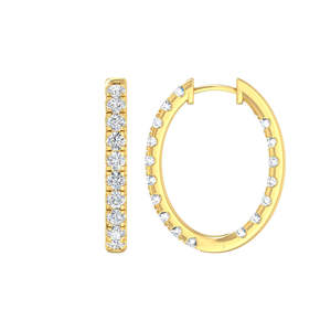 Earrings: 9k Yellow Gold 1.97ct Lab Grown Diamonds Hoop Earrings