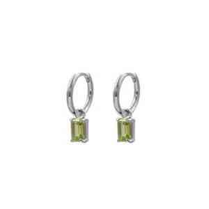 Stg Silver  Huggie Earrings Peridot  Drops