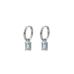 Earrings: Stg Silver Huggie Earrings with Sky Blue Topaz Drops