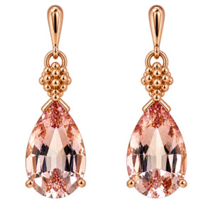 The First Harvest - 18k Rose Gold 4.12ct Pear Morganite Drop Earrings