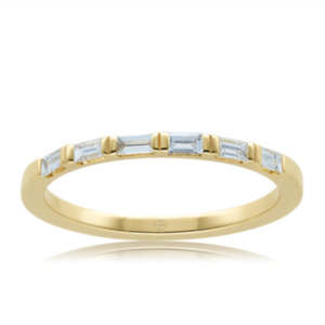Rings: 9K Yellow Gold 6 = 0.24ct G VS1 Baguette Diamonds Band Ring
