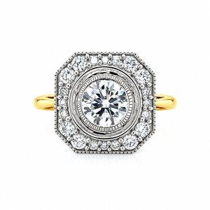9k B/Tne 1.43ct  Lab Grown Diamond Art Deco Ring