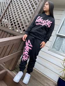 2025 Hoods: J-Hu$tle Graffiti Pink & White Tracksuit