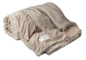 Products: Desert Beige Velvet & Linen Bedspread – Small - Soft furnishings Refined Living