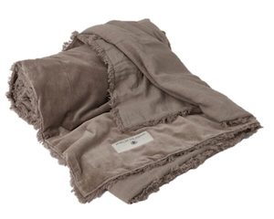 Ash Brown Velvet & Linen Bedspread Small - Soft furnishings Refined Living