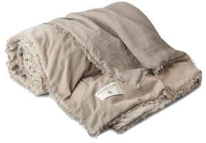 Desert Beige Velvet & Linen Bedspread – Large - Soft furnishings Refined Living