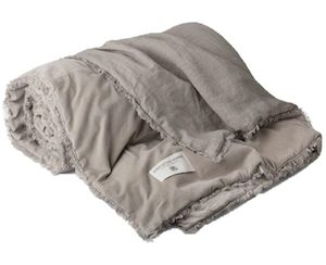 Products: Greige Velvet & Linen Bedspread – Large - Soft furnishings Refined Living