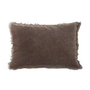 Ash Brown Velvet & Linen Rectangle Cushion - Soft furnishings Refined Living