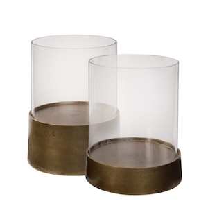 Celano Antique Brass Lanterns – Set of 2 - Decor & Accessories Refined Living