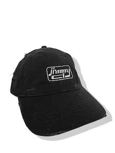 Cap: Destroyed & Pierced Jimmy D Logo Cap - White on black