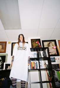 Space & Time Dress, White - New Jimmy Logo