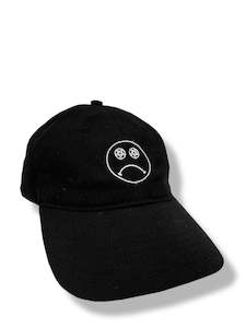Pentacle Sad Face Cap - White on Black