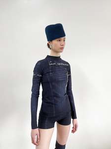 All Clothing: Nightwarp Top | Indigo Trompe L'oeil