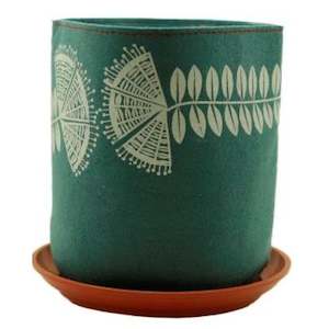 small ecofelt growbag: pohutukawa on teal nzjlfb14