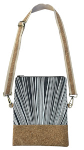 cork leather and eco-fabric: tī kōuka on dark grey