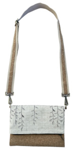 cork leather and eco-fabric: harakeke black on natural