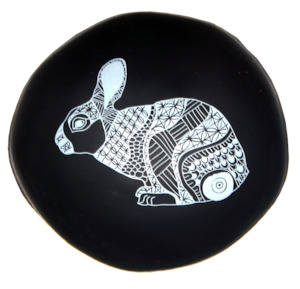 7cm Bowls: white bunny on black