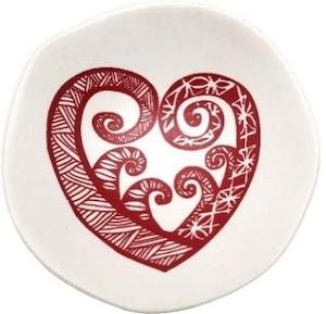 7cm Bowls: red aroha on white