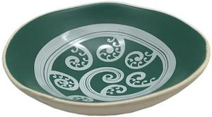 7cm Bowls: white fern frond on green