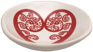 7cm Bowls: red aroha fern on white