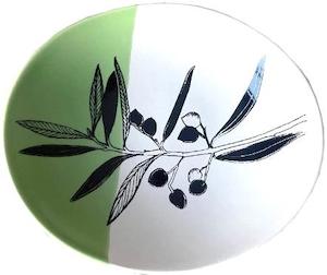 olive dipped green on white