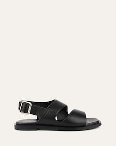 Sale: SADIE FLAT SANDALS BLACK LEATHER