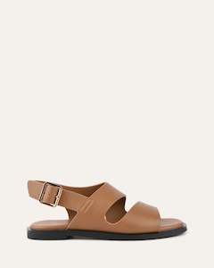 Sale: SADIE FLAT SANDALS CARAMEL LEATHER