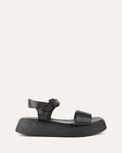 Sale: ZURI FLAT SANDALS BLACK LEATHER