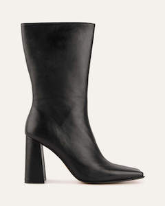 Long Boots: RUSH CALF BOOTS BLACK LEATHER