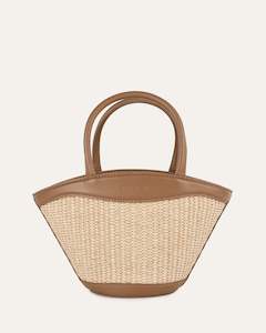 PEQUE MINI TOTE BAG CARAMEL RAFFIA